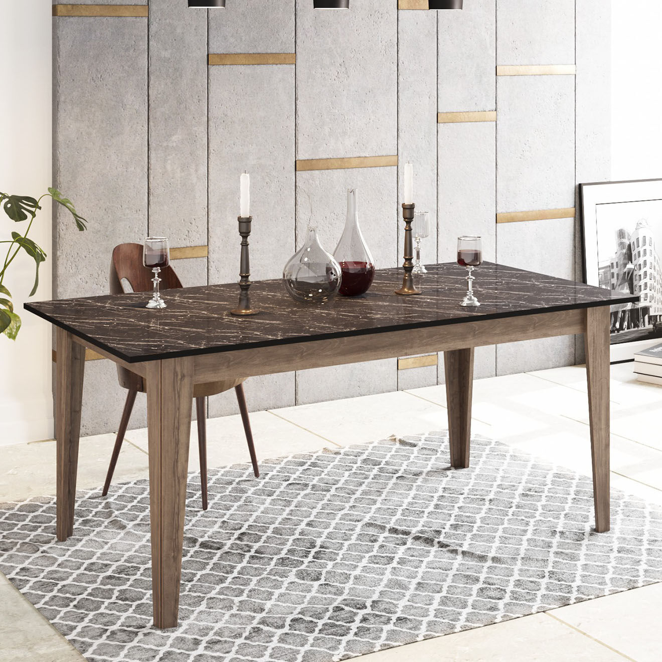 Homitis Table de repas Lorenz noyer foncé  - 180x90x76.8 cm