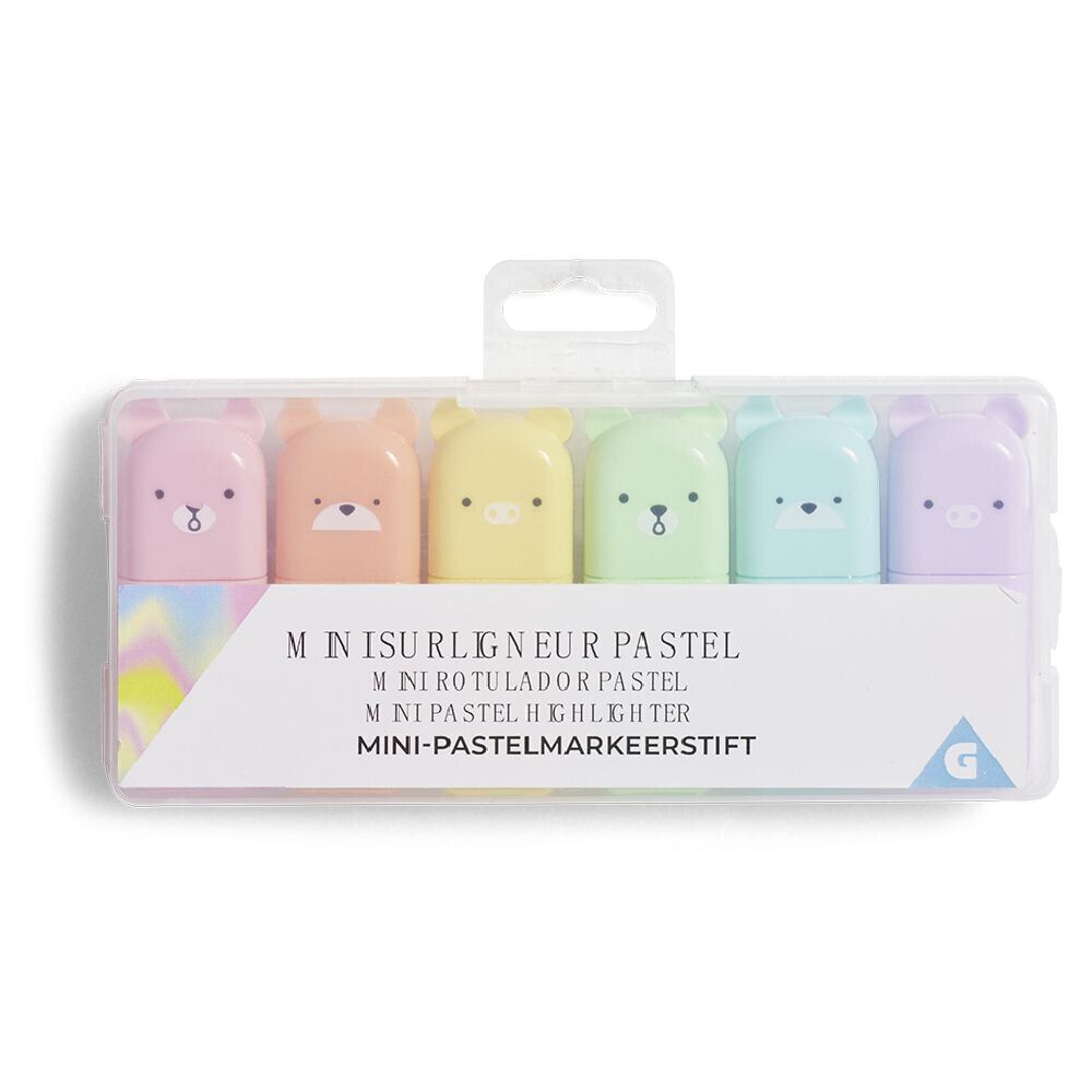 Mini surligneur pastel forme ourson x6