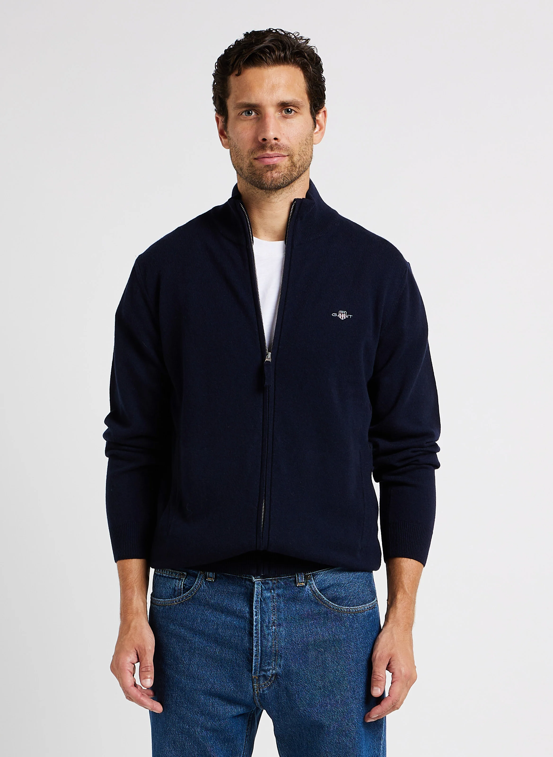 Sweat zippé col montant | Bleu