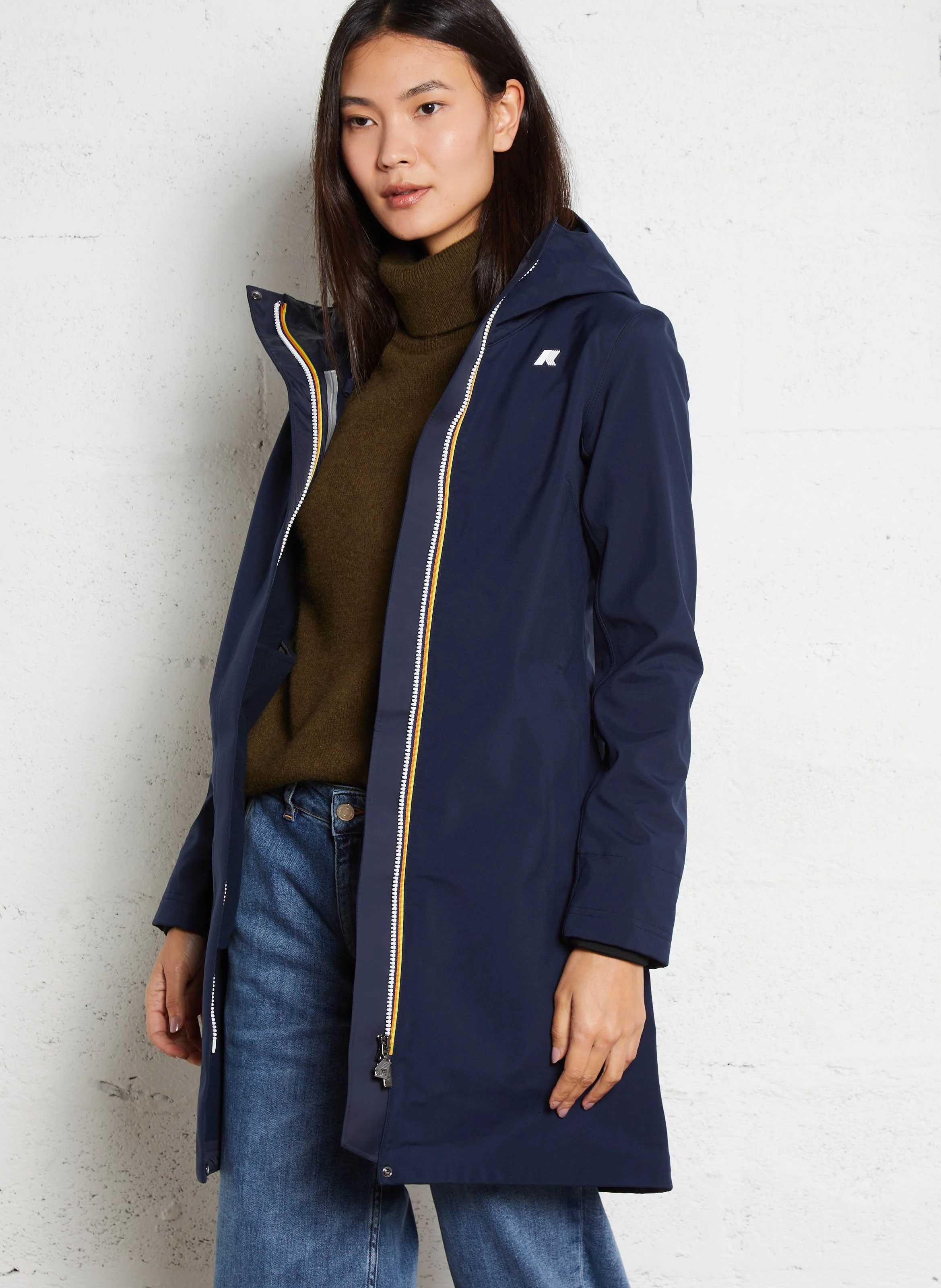 STEPHY BONDED - Imperméable col montant droit | Bleu