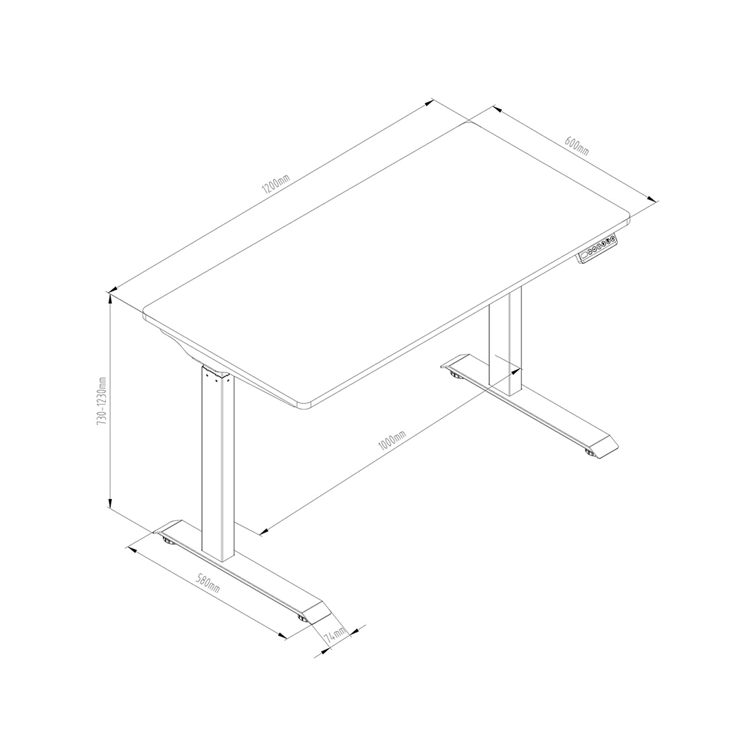Contini höhenverstellbarer Bürotisch 120 x 60 cm weiss