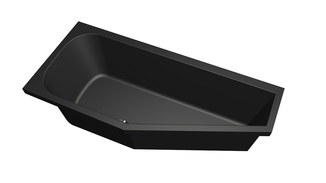 Xenz Lagoon Compact badkuip links 160x75x40cm ebony mat zwart