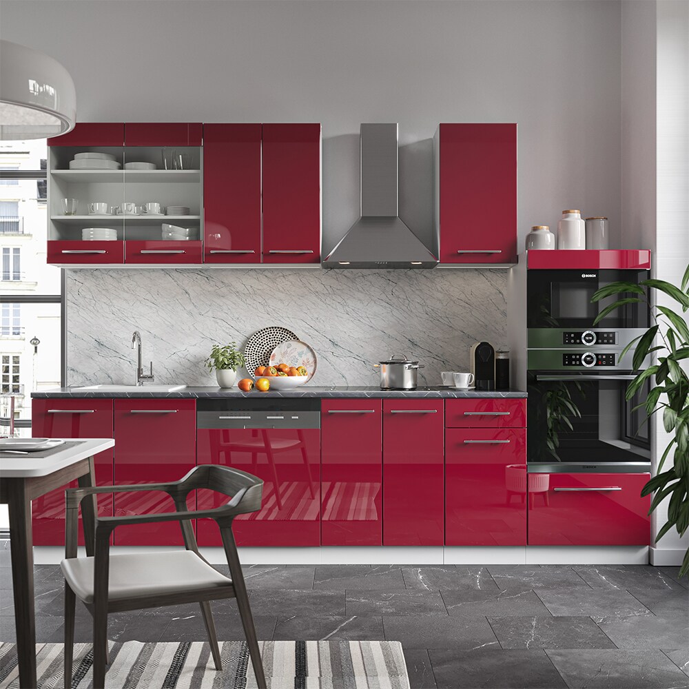 Vicco Küchenzeile Küchenblock Einbauküche 240cm Fame-Line Hochglanz Fronten