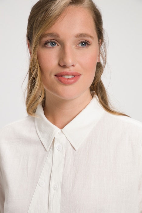 Bluse, A-Linie, Hemdkragen, Langarm, Biobaumwolle