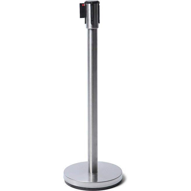 Poteau Flexi Belt Barrière Chrome Économie avec Ceinture Noire 2,5 m