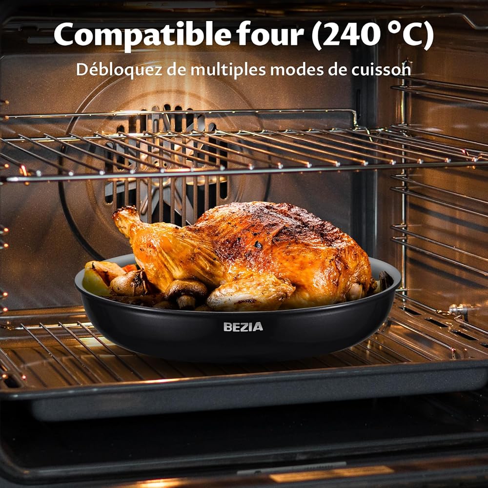 BEZIA Batterie de cuisine à induction avec revêtement en céramique sain, casseroles et poêles antiadhésives 10 pièces avec poignées amovibles, pour camping-car à induction avec poignées amovibles, : Cuisine et Maison