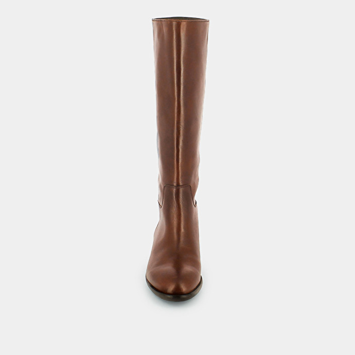 Bottes plates  en cuir cognac