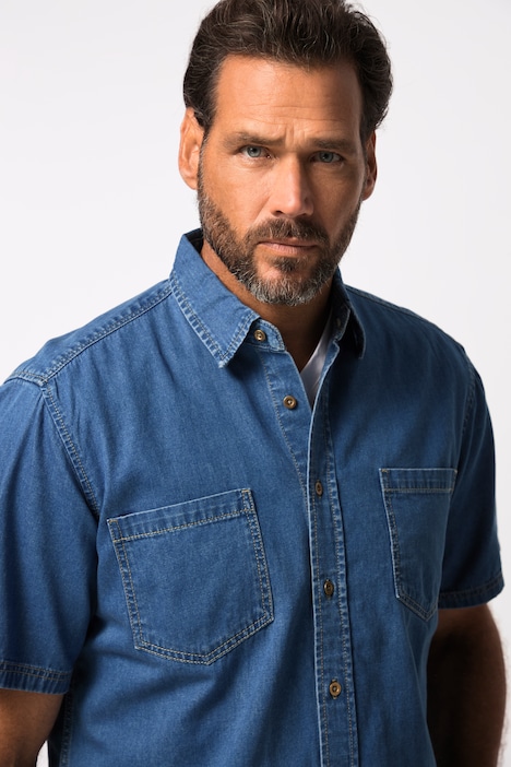 Denimhemd, Denim, Halbarm , Modern Fit Passform, Kent Kragen, bis Gr. 8XL