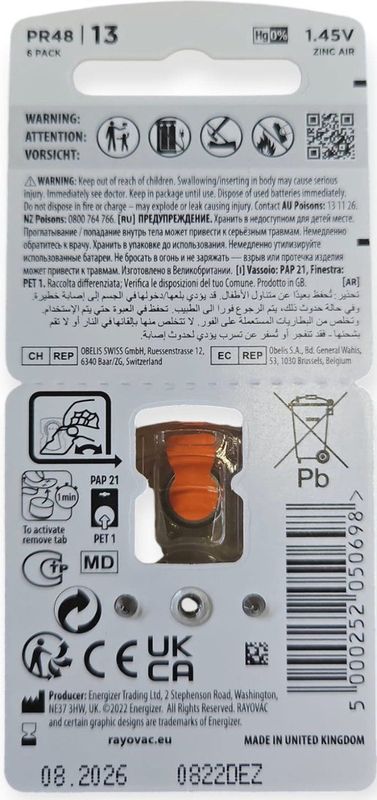Rayovac - Proline Advanced - Hoortoestel Batterij - Oranje - P13