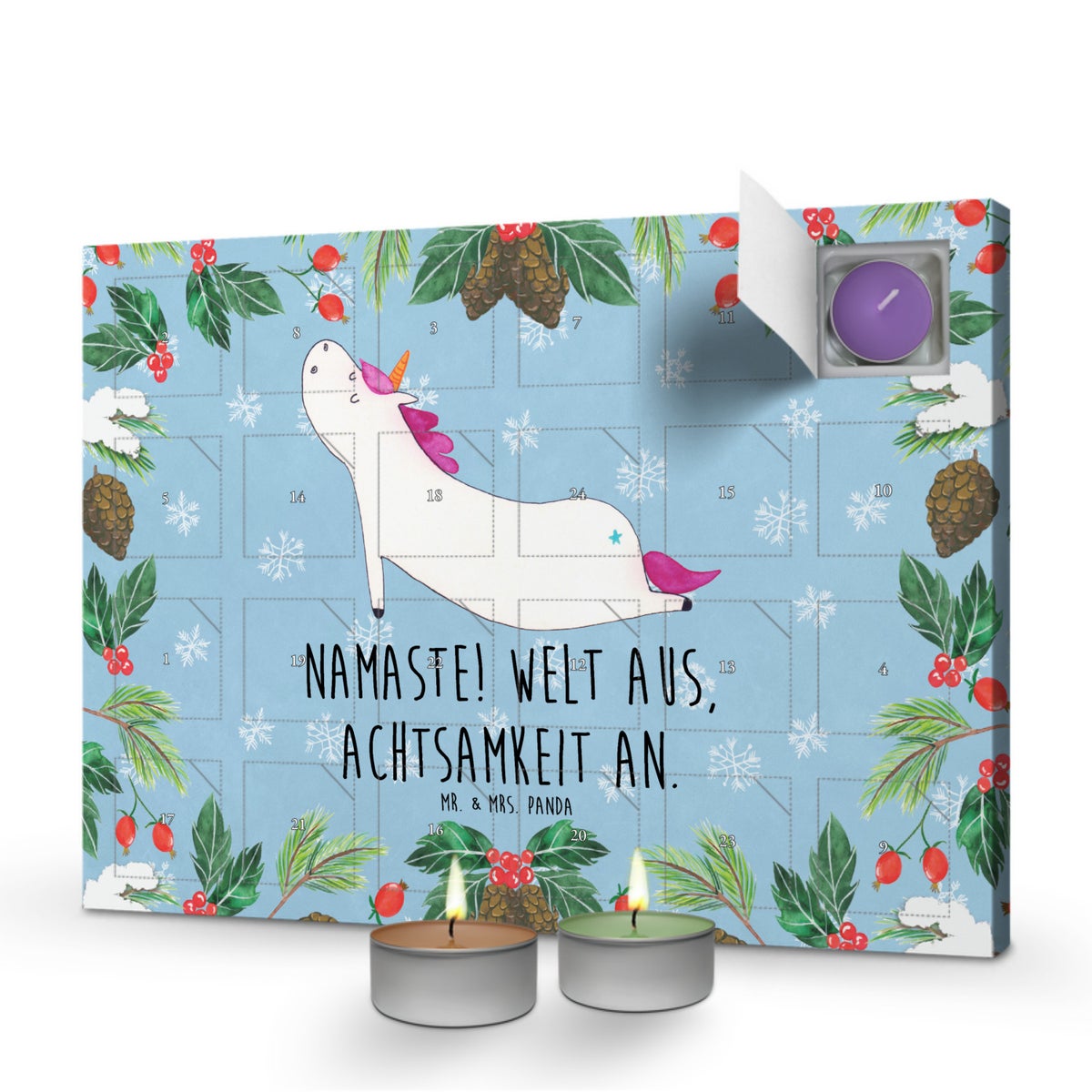 Mr. & Mrs. Panda Geurkaars Adventskalender Eenhoorn Yoga - Pastelblauw
