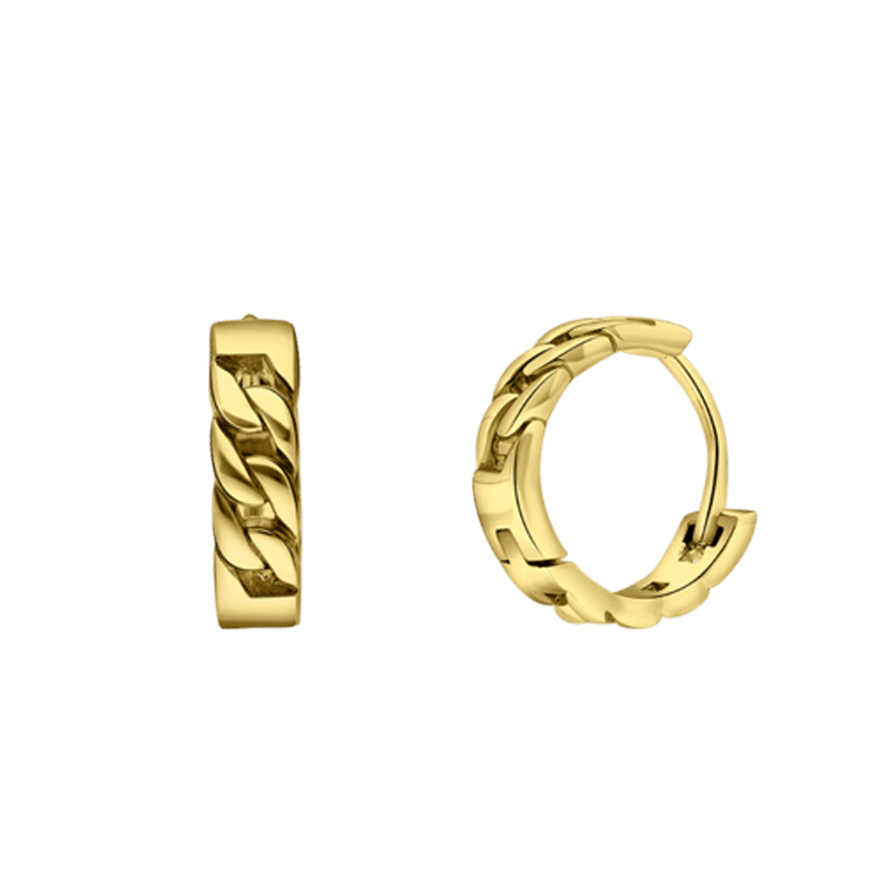 Zilveren goldplated oorbellen gourmet schakel