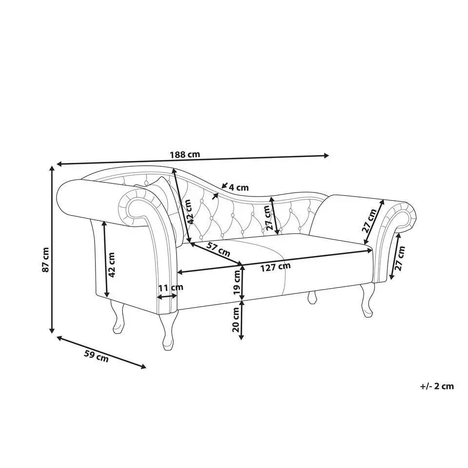 LATTES - Chaise longue - Groen - Linkerzijde - Fluweel