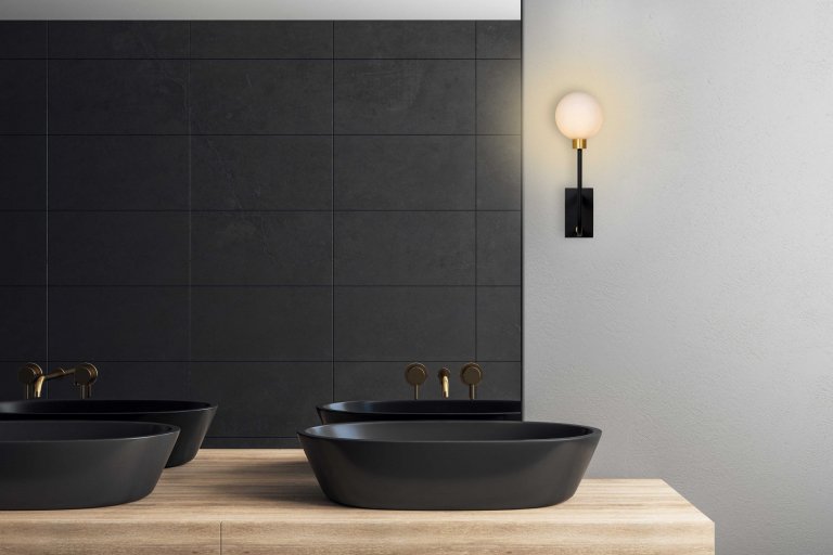 Lucide Berend 2 wandlamp badkamer IP45 zwart