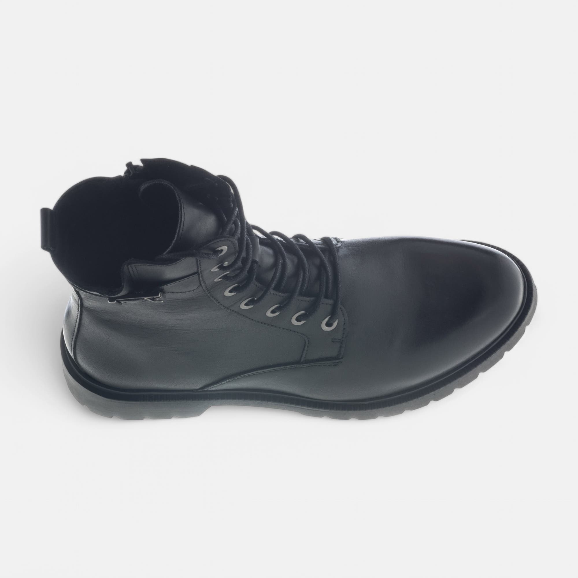 Bottines à lacets Femme en cuir noir