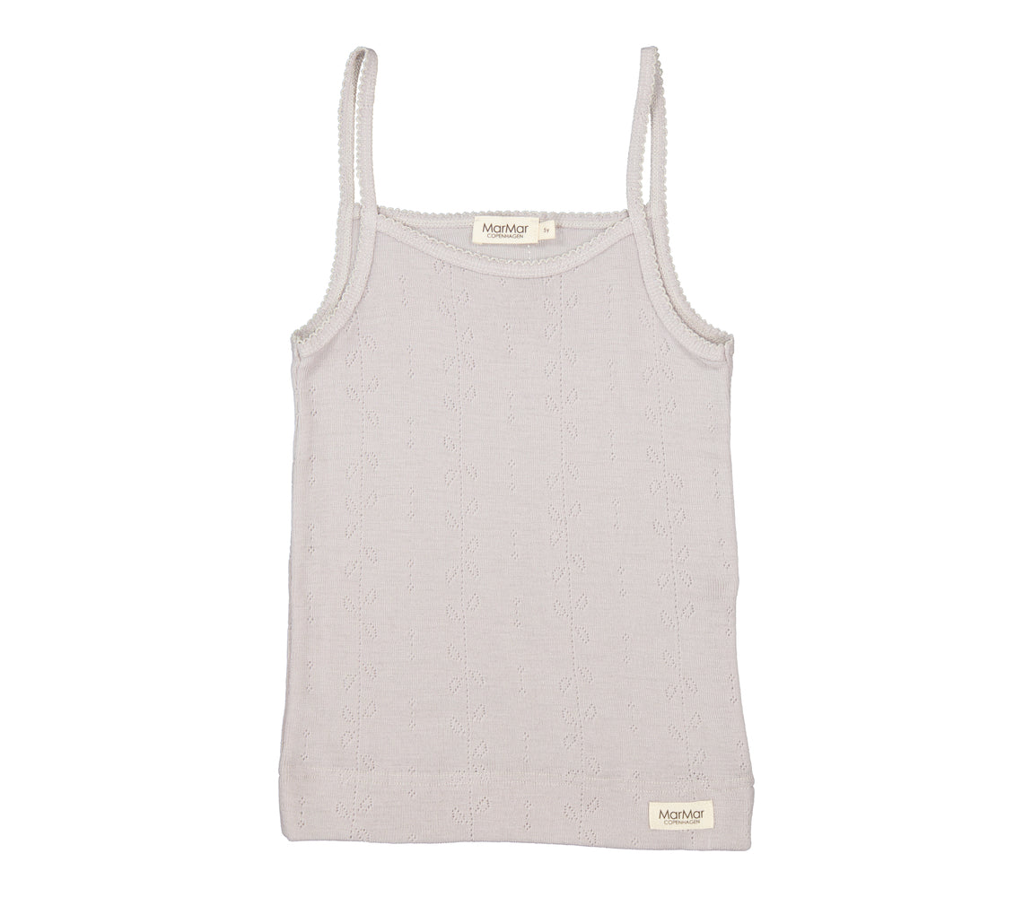 Strap Vest, Uld Pointelle Undertrøje - Soft Dove
