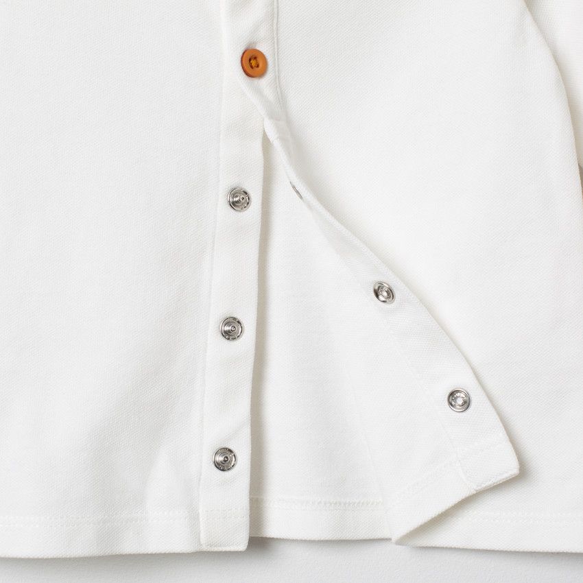 Polo manches longues à bandes et hérisson printé - Ecru