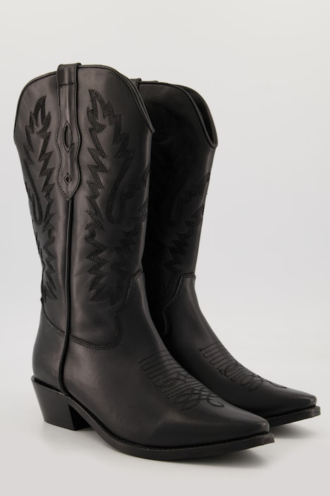 Cowboy-Stiefel, Leder, XL-Schaft, Steppnähte