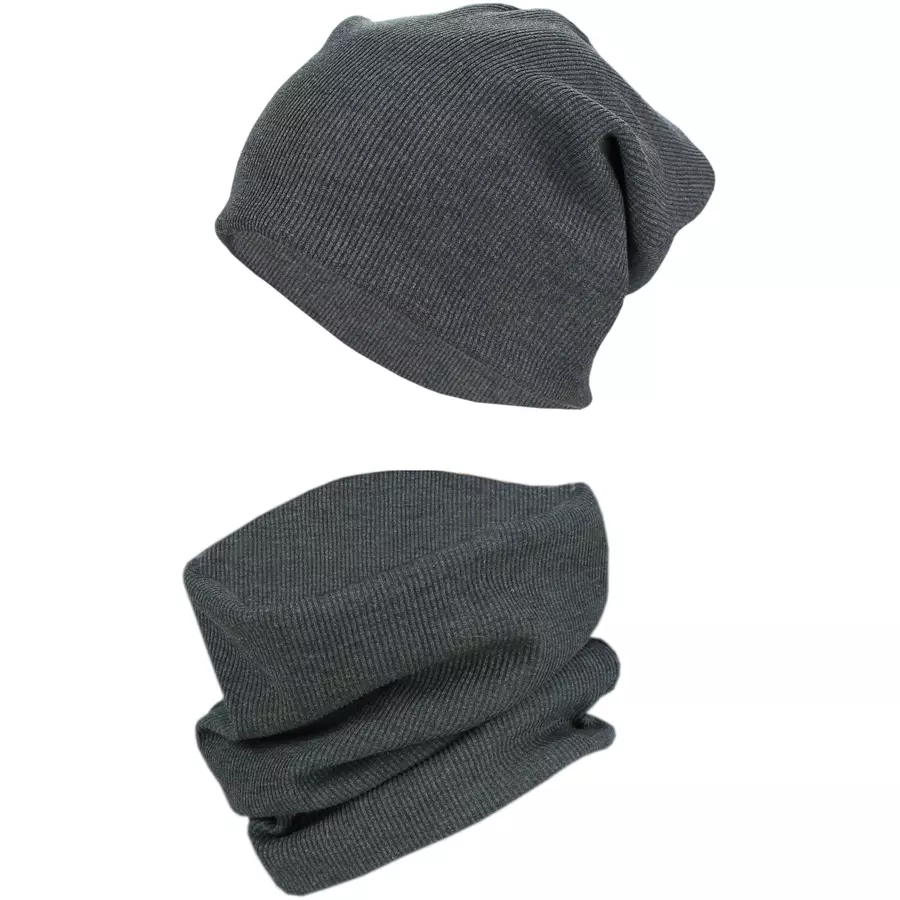 TupTam Unisex Kinder Beanie Mütze Schlauchschal Set anthrazit