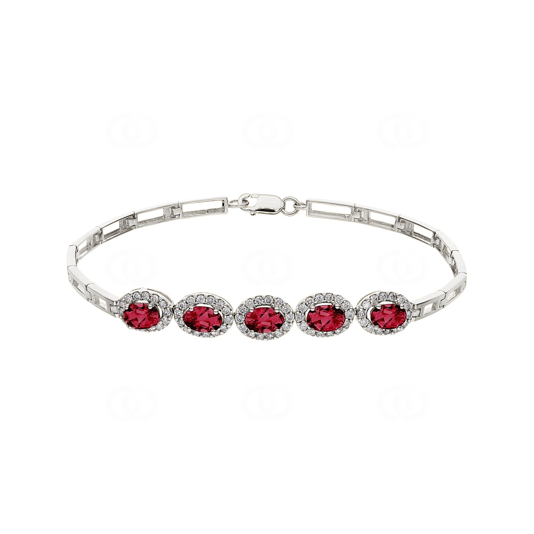 Rubin Armband 750/18 K Weissgold mit Diamanten 0.67 ct H/si