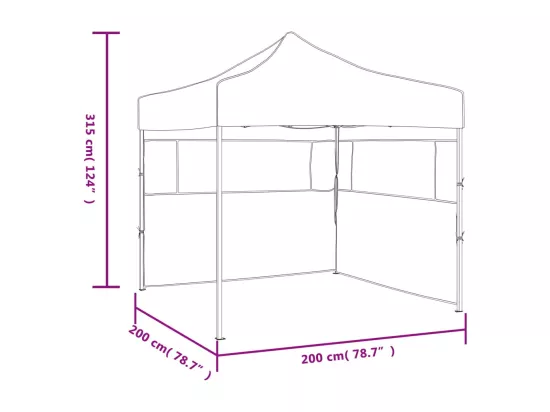 Tente de réception pliable avec 2 parois 2x2 m Acier Bleu