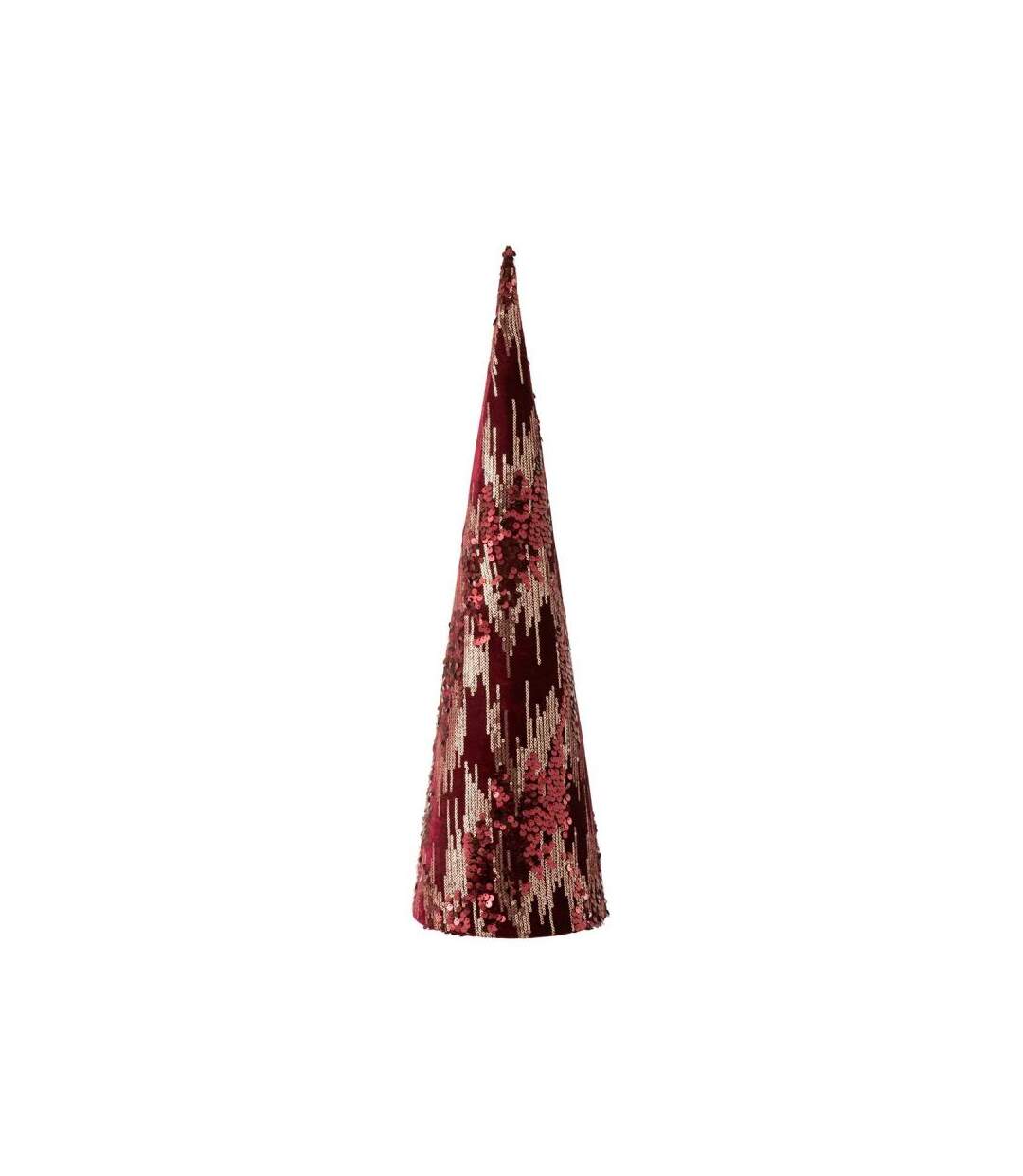 Paris Prix - Cône Décoratif sequin 66cm Bordeaux