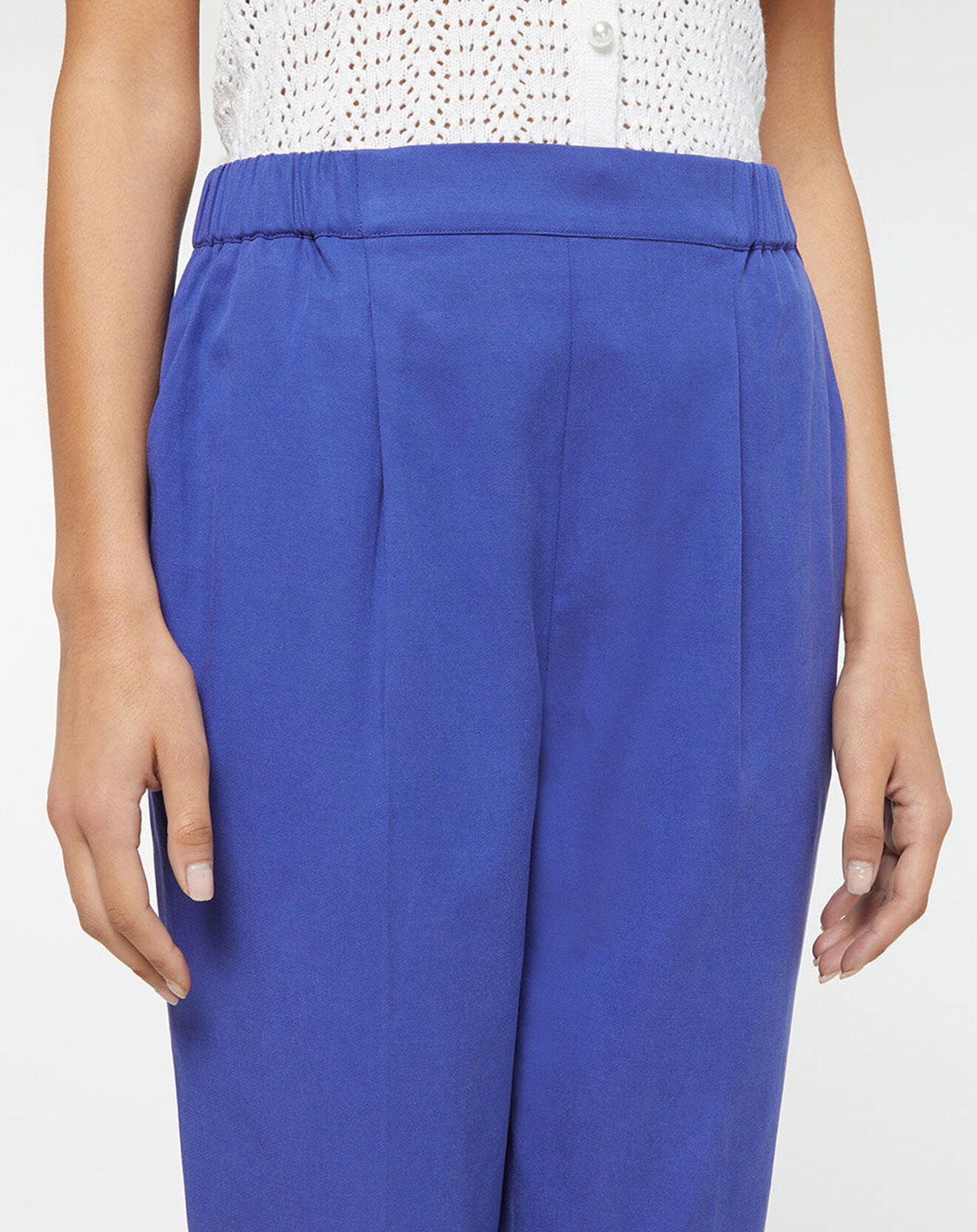 Galeries Lafayette Pantalon carotte Pink bleu foncé