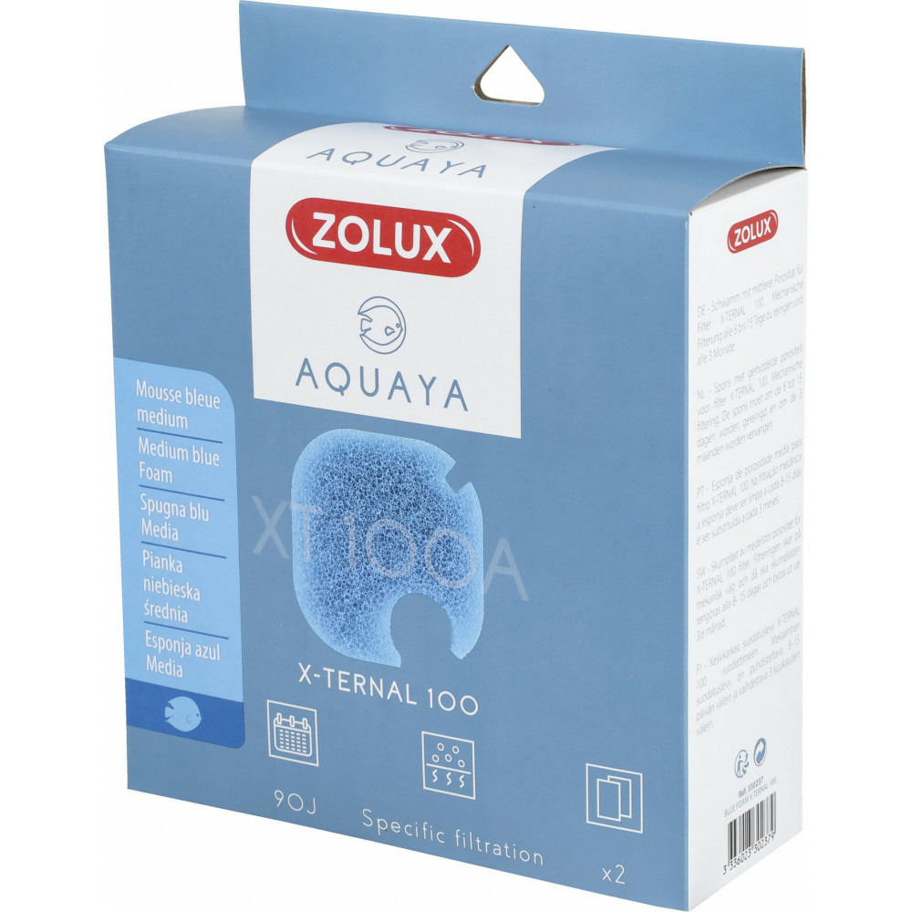 Filtre pour pompe x-ternal 100, filtre xt 100 a mousse bleue medium x2. Pou