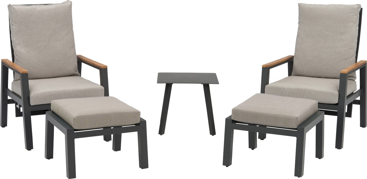 Intratuin verstelbare 5-delige aluminium relax-set Demi antraciet