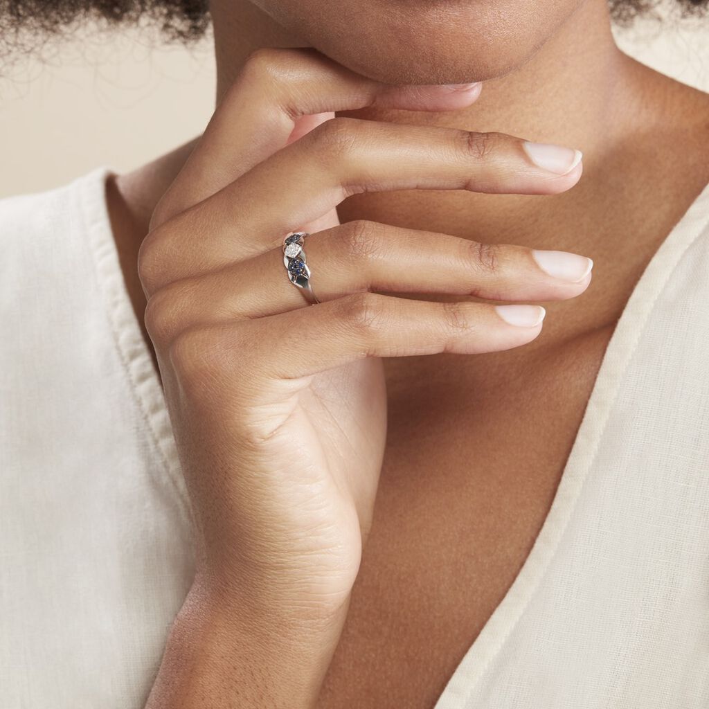 Bague Lina-maria Or Blanc Saphir Et Diamant
