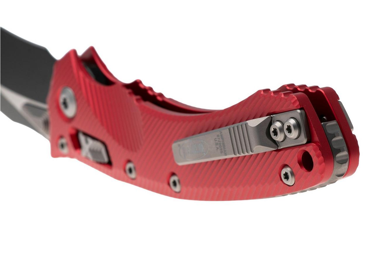 Microtech Amphibian 137RL-1FLRD, Two Tone Black M390MK, Fluted Red Aluminum zakmes