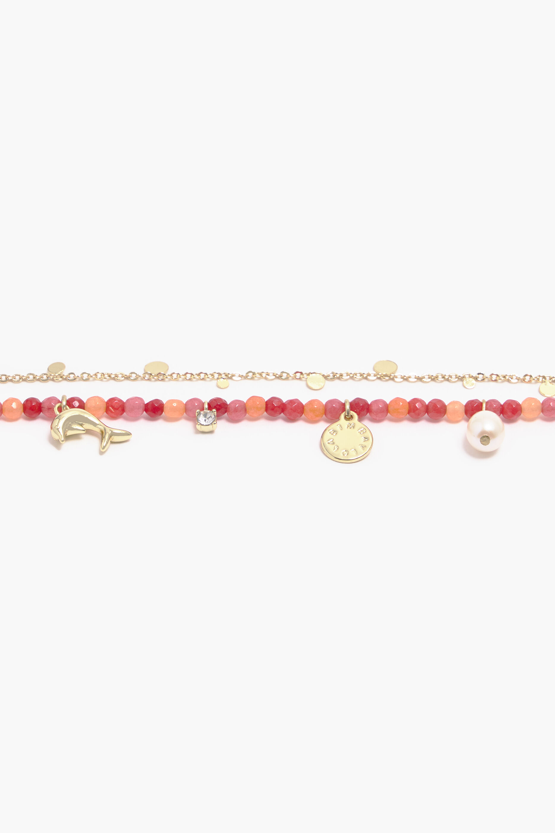 Pulseira dupla de pedra coral