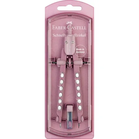 Faber-Castell Schnellverstellzirkel Factory Sparkle, 1 Stück, 3-fach sortiert