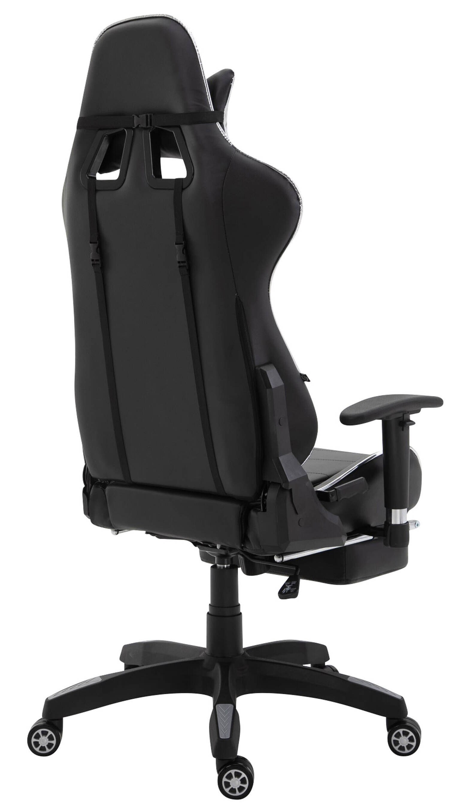 TPFLiving Racing Bürostuhl Turbine mit Fußablage glanz Schwarz/Weiß
