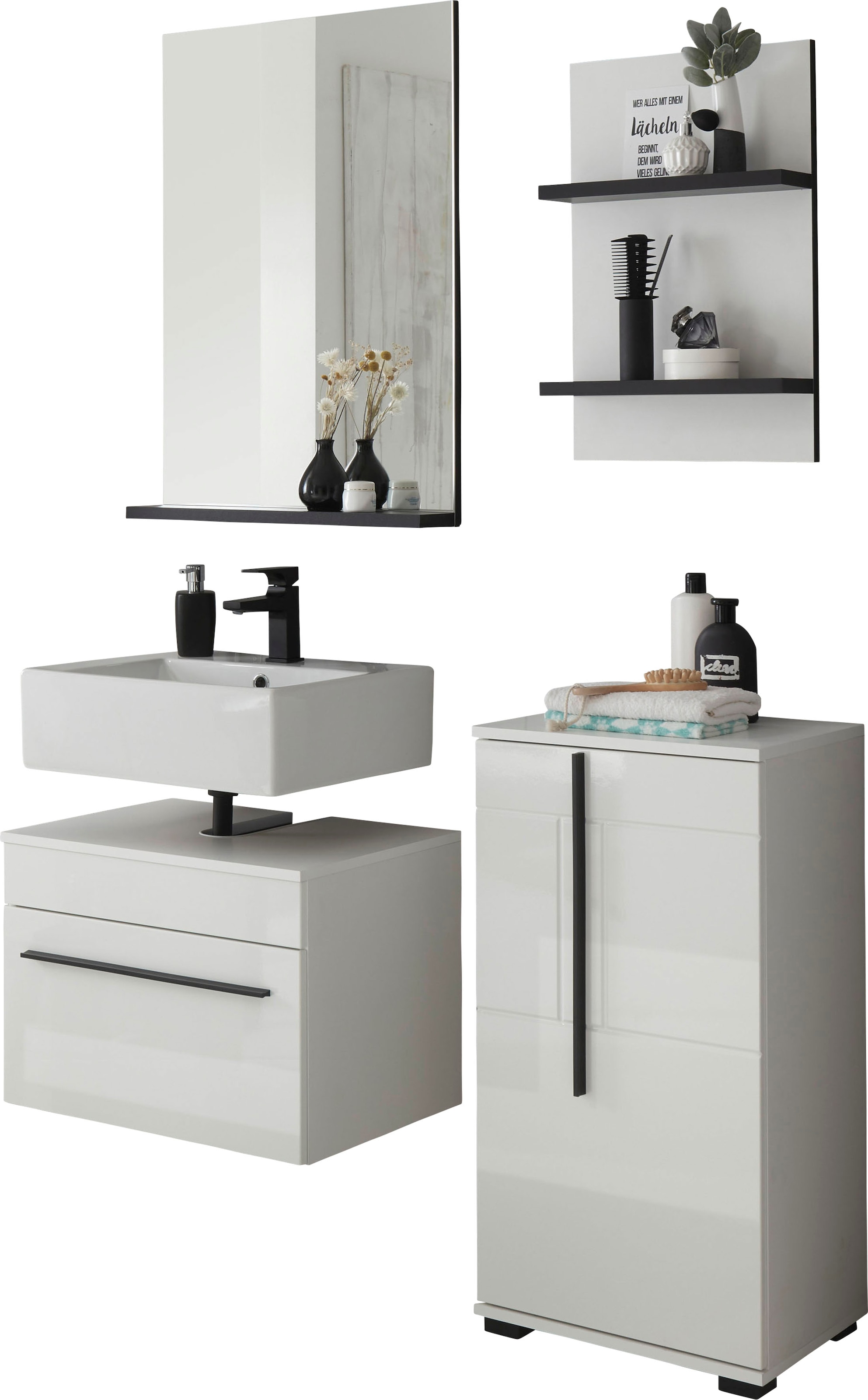 INOSIGN Badmöbel-Set »Cantara, Bad im modernen Design, 4-teiliges Badezimmer« Set, 4 Stk. tlg.
