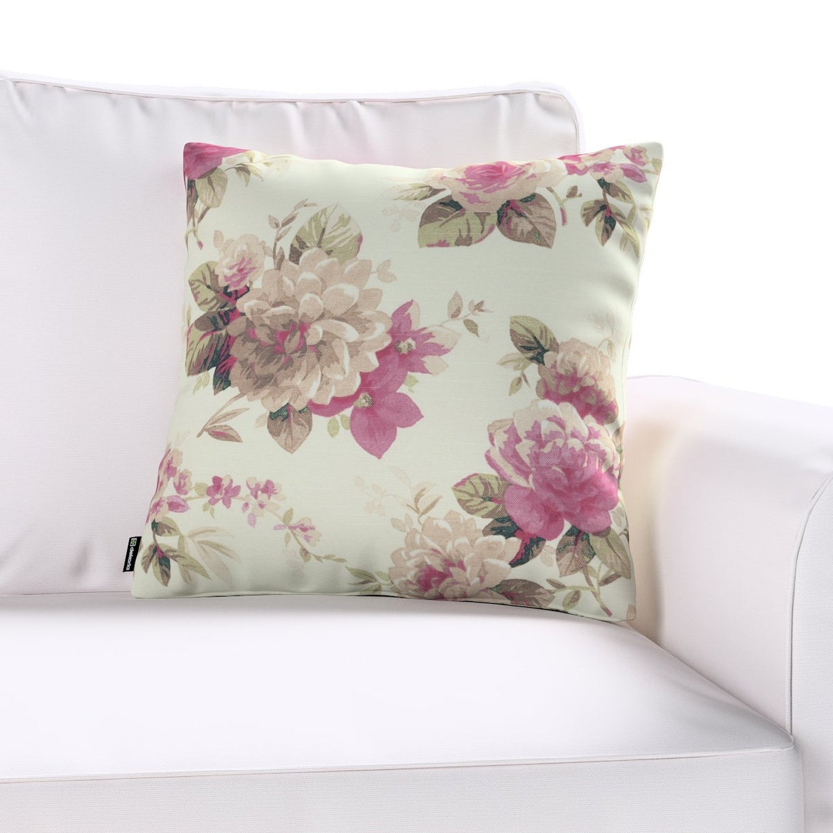 Kussenhoes Mirella, beige en roze, 43x43cm