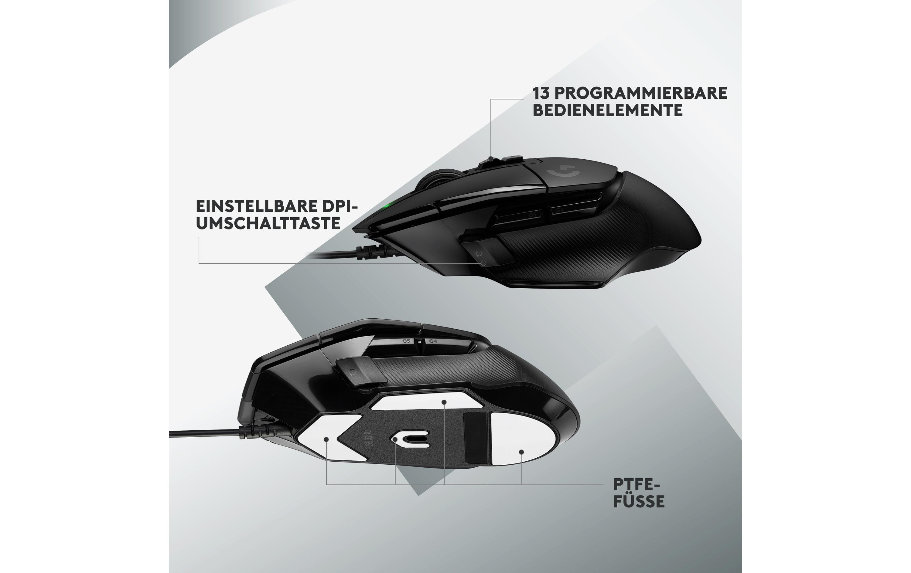 Gaming-Maus G502 X SchwarzHochpräzise Gaming-Maus mit optisch-mechanischen Lightforce Switches
