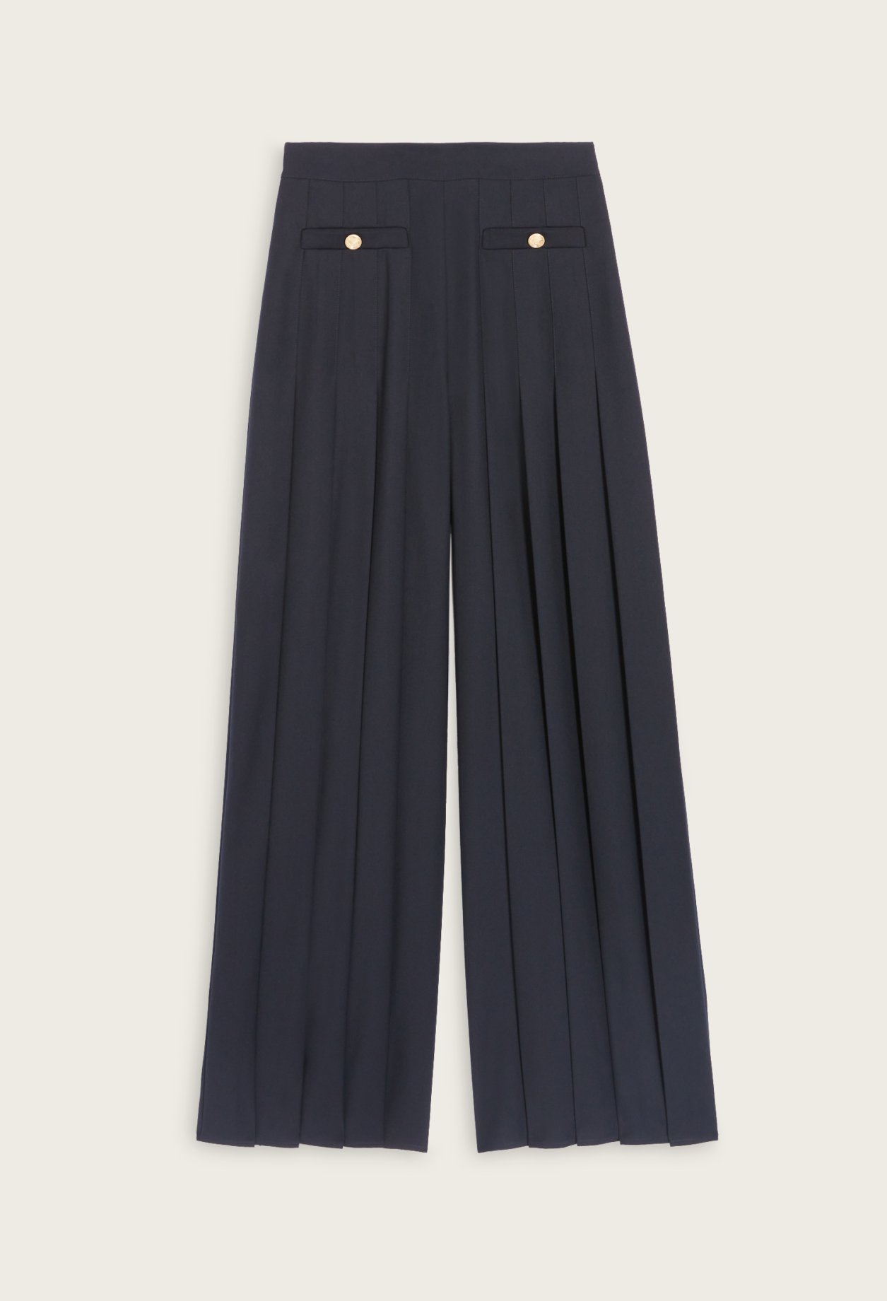 Pantalon plisse ample bleu marine