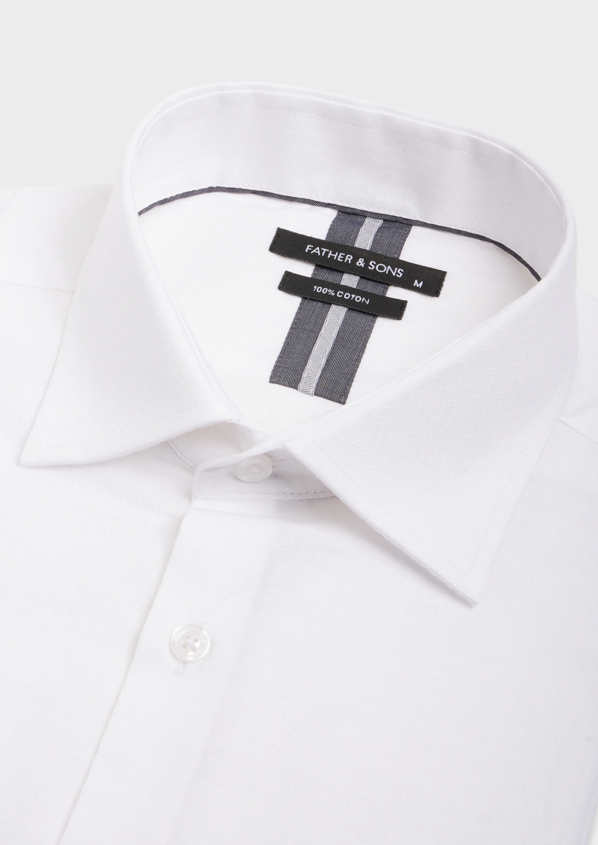 Chemise manches courtes Slim en coton façonné uni blanc