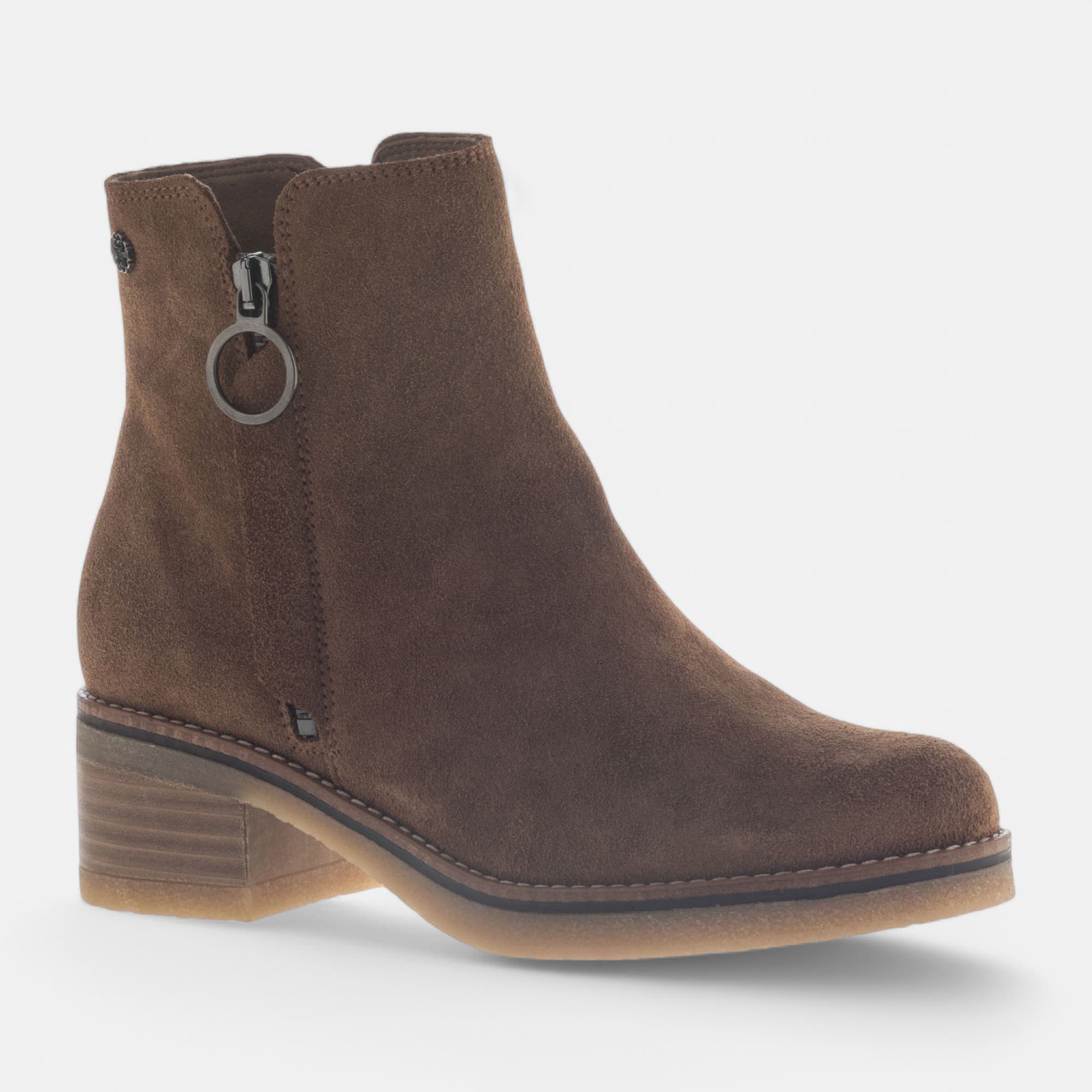 Boots à talon Femme en cuir cognac