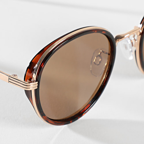Lunettes De Soleil Doré Marron Fauve