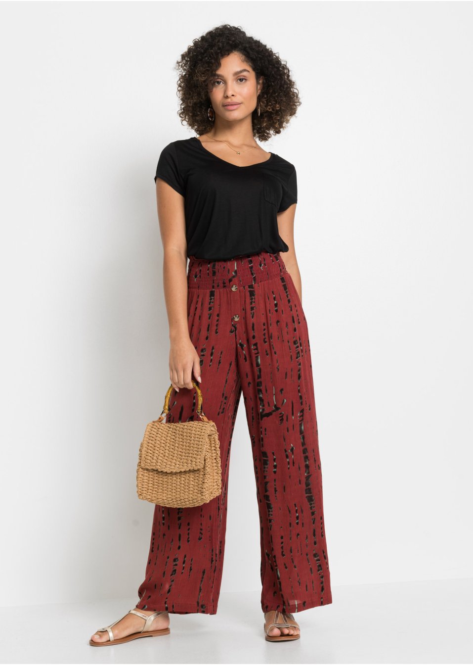 Pantalon palazzo à imprimé batik