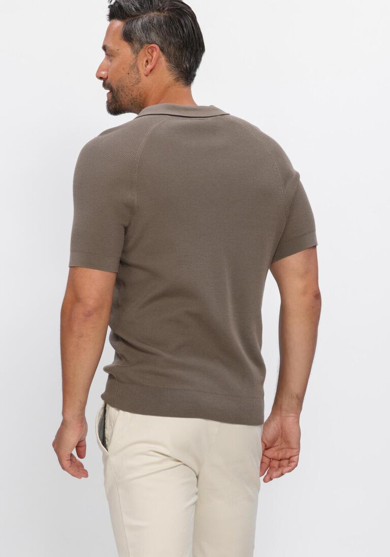 beige profuomo polo polo open collar rib