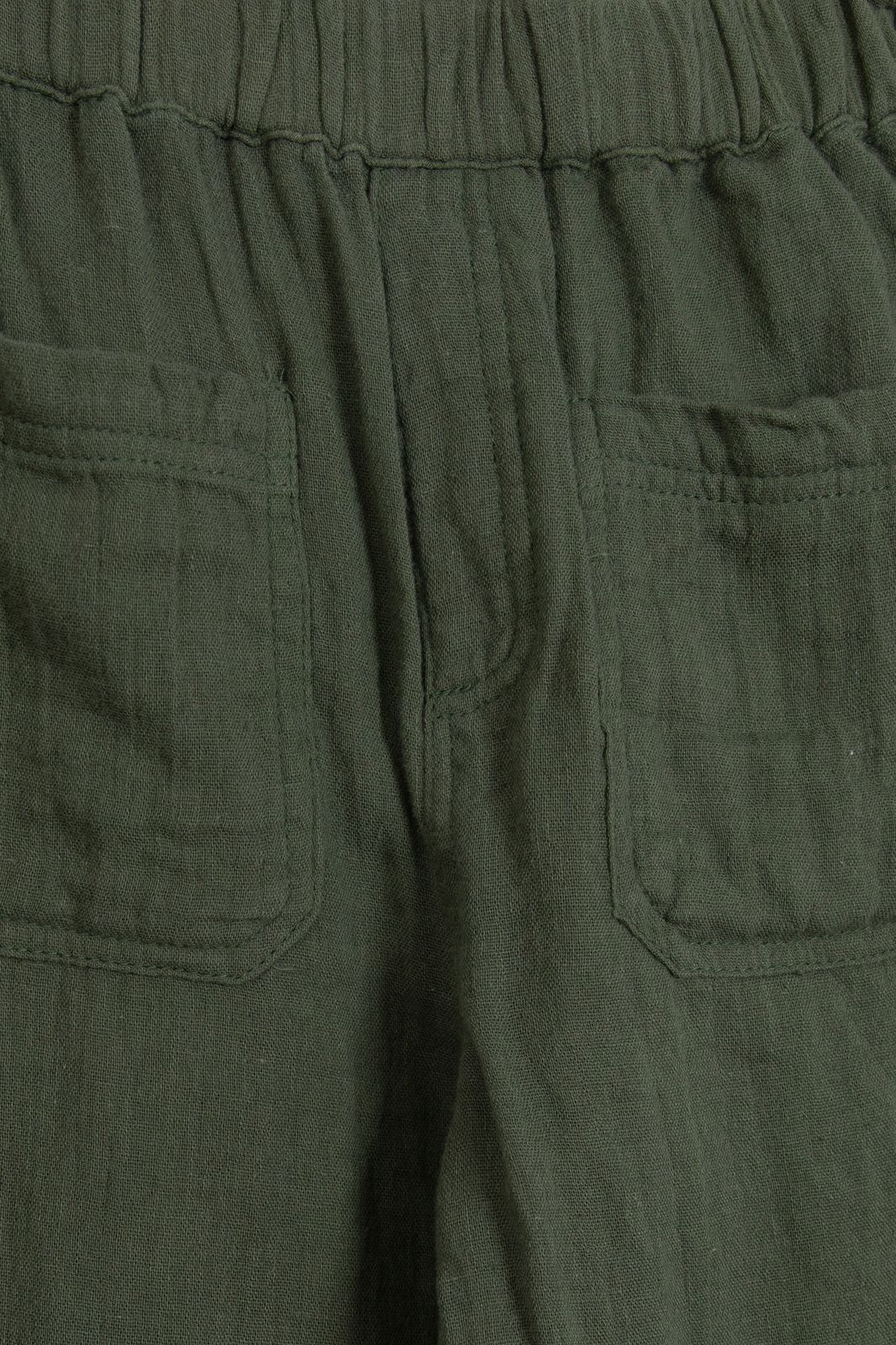 Donkergroene wide leg mousseline broek