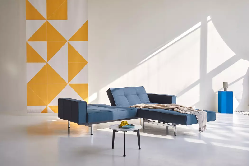 Schlafsofa mit Armlehnen Splitback Chrom