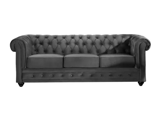 Canapé 3 places et 2 fauteuils CHESTERFIELD - Velours anthracite