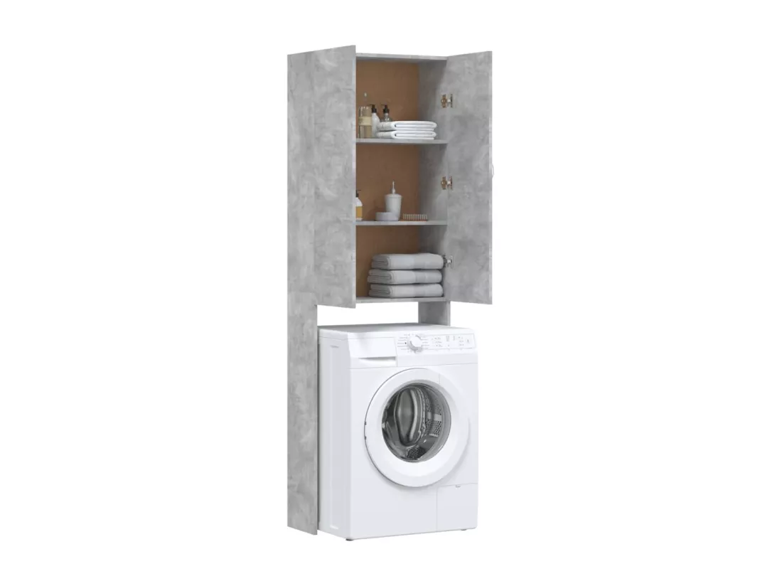 Meuble pour machine à laver Gris béton 64x25,5x190 cm