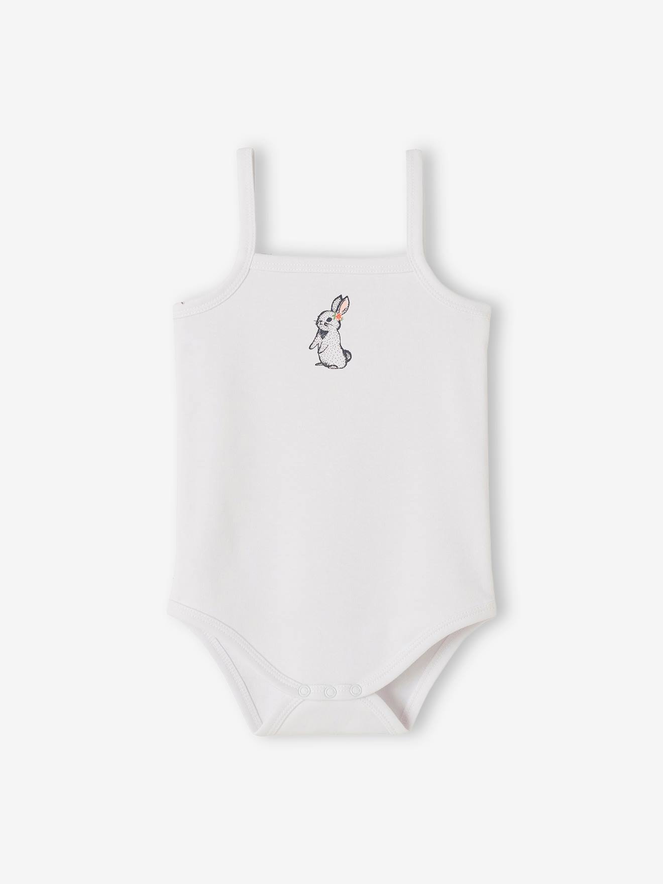 Conjunto com 3 bodies de coelhinho com alças finas, para recém-nascidos, rosa claro, bicolor/multicolorido