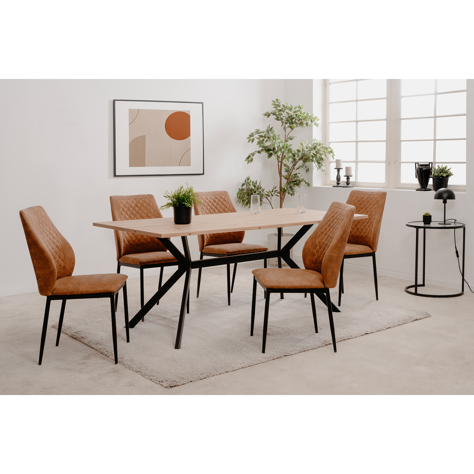 Stuhl LILLIE - Vintage cognac - schwarz - Steppung