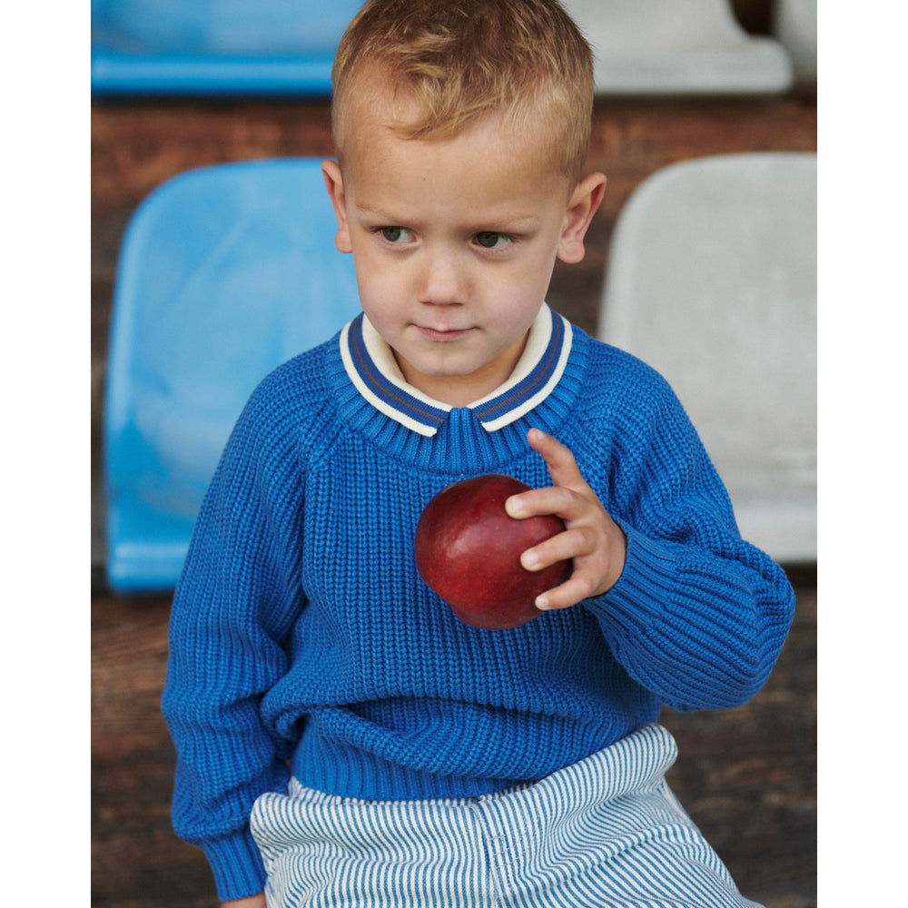 Køb COPENHAGEN COLORS Sharp Blue Strikket Classic Rib Bluse