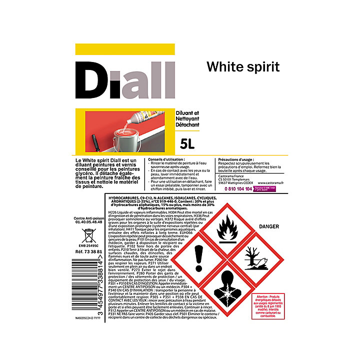 White Spirit diluant et nettoyant détachant Diall 5L